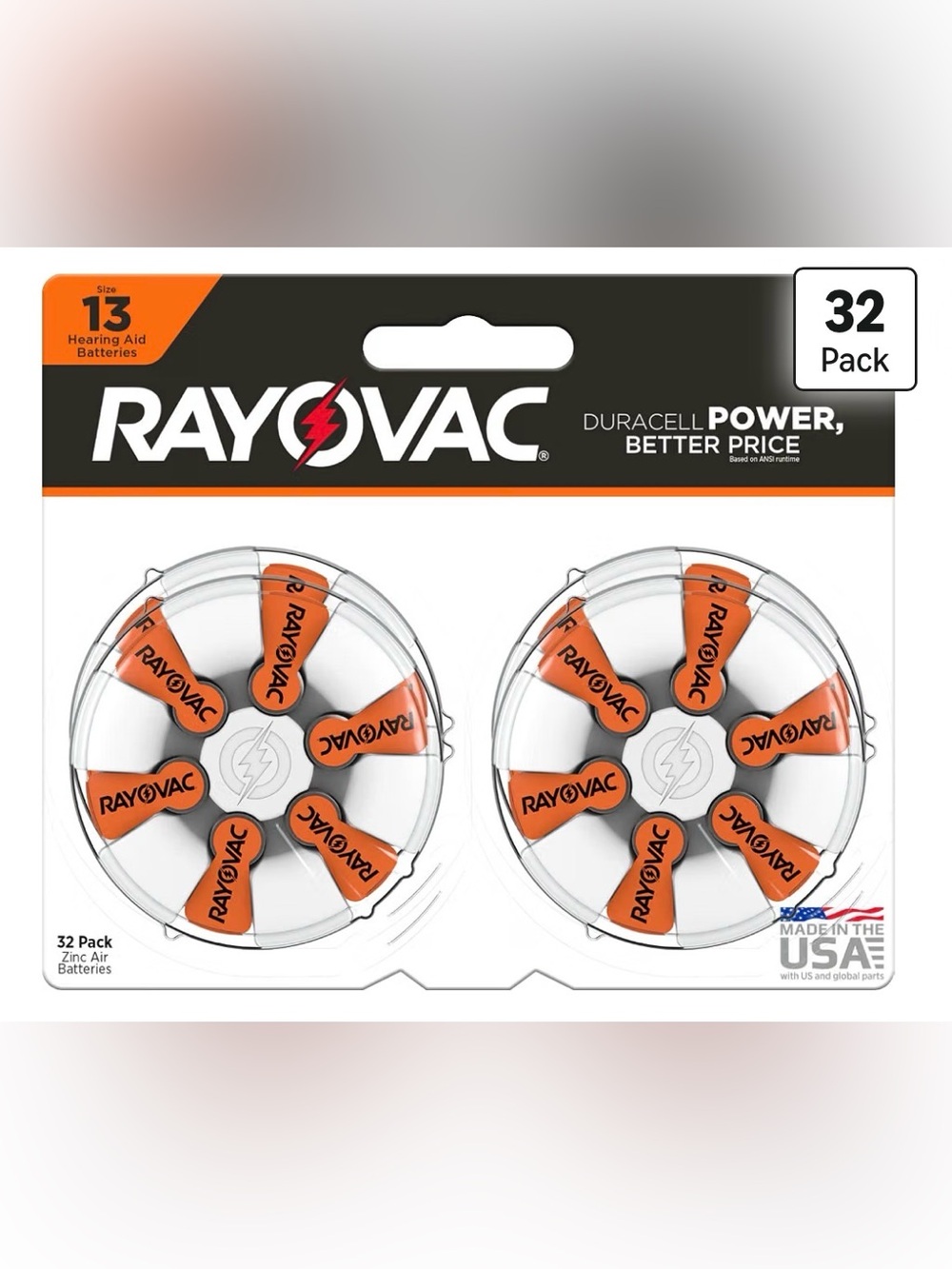 🆕 RAYOVAC Size 13 Hearing Aid Batteries (32 Pack)